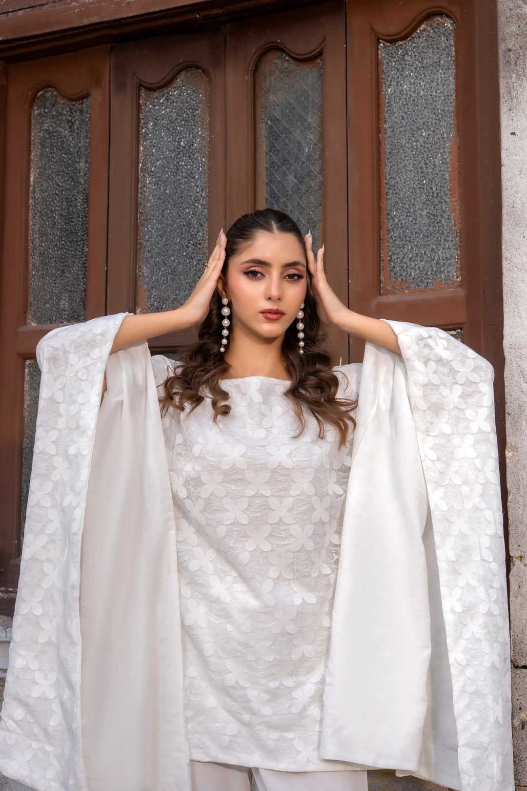 Dhaga Women Pret Embroidered 2 Piece lace net Zehra Cape Set SS25DSE130 - Summer Collection