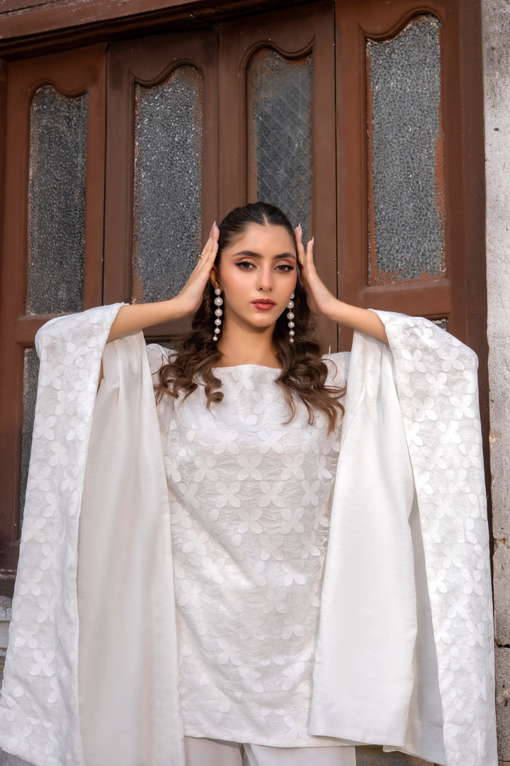 Dhaga Women Pret Embroidered 2 Piece lace net Zehra Cape Set SS25DSE130 - Summer Collection