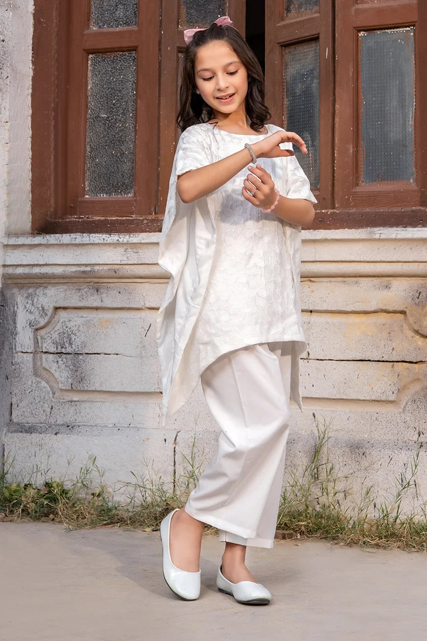 Dhaga Kids Pret Embroidred Lace Net 2 Piece Zehra Cape Set SS25DSE005 - Summer Collection