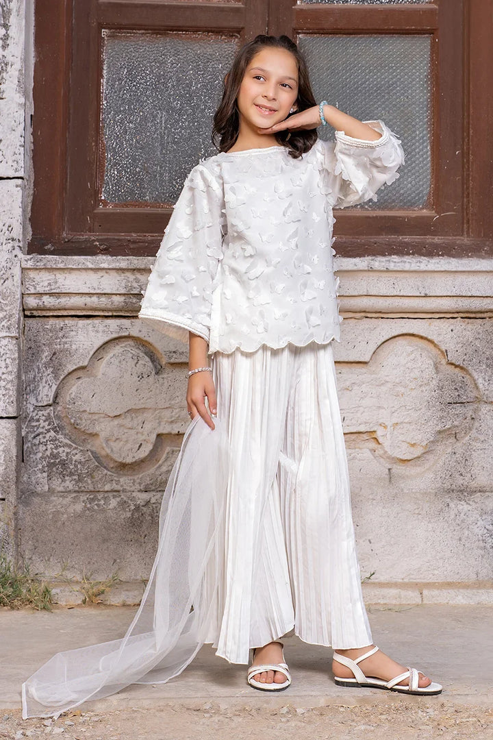 Dhaga Kids Pret Embroidred Lace Net 2 Piece Butterfly Whisper SS25SDE004 - Summer Collection