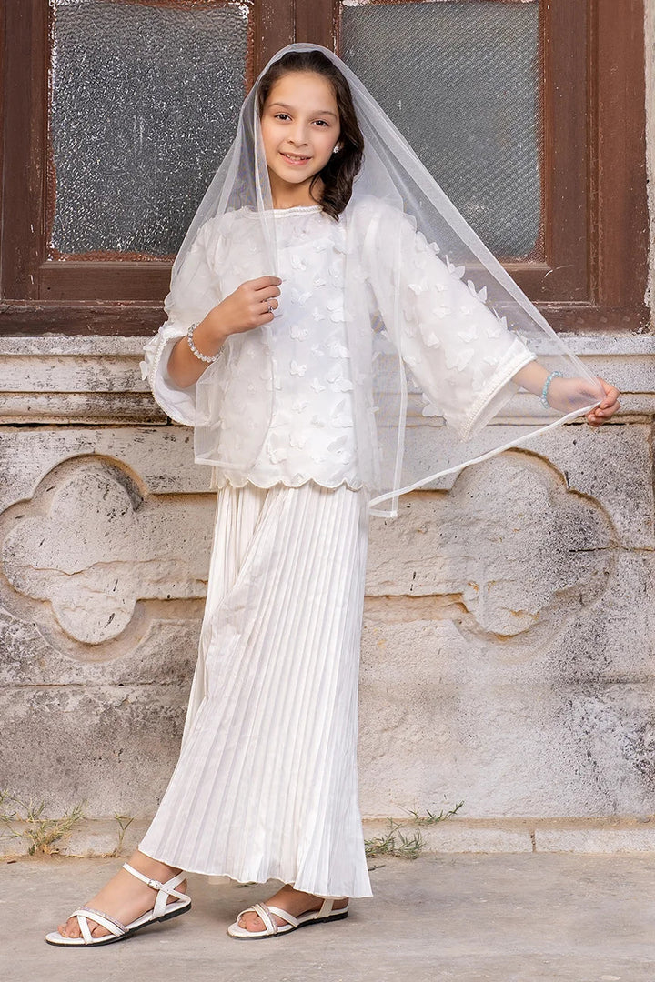 Dhaga Kids Pret Embroidred Lace Net 2 Piece Butterfly Whisper SS25SDE004 - Summer Collection