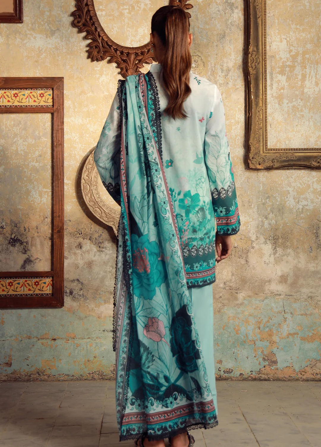 Elara by Sahar Embroidered Cambric Suits Unstitched 3 Piece SHR25EP Ocean Flora - Winter Collection