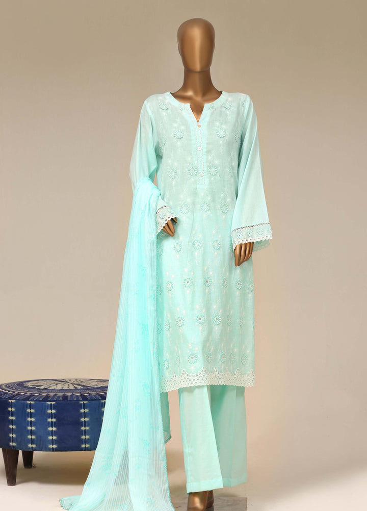 HZ Textiles RTW Chikankari Lawn 3 Piece Suit HZ26PCL OCEAN HUE SBE-3P-076 - Casual Collection