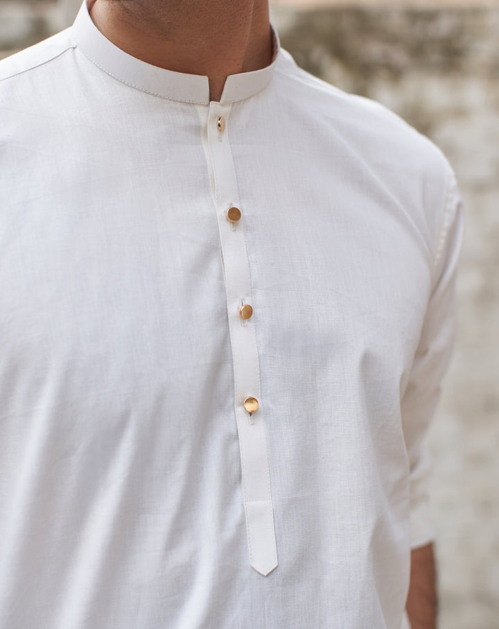 Muraqsh Ready To Wear Solids  Men Off White Cotton Kurta Trouser MUR-OWCKW-KUR - Summer Collection