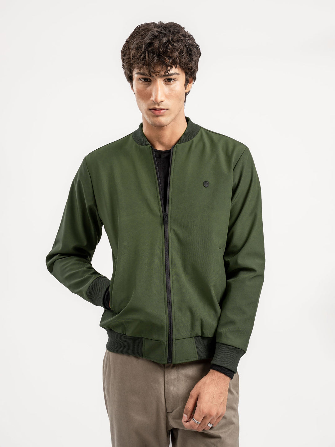 Brumano Mens RTW Solids Poly 1 Piece Olive Green Winter Collection