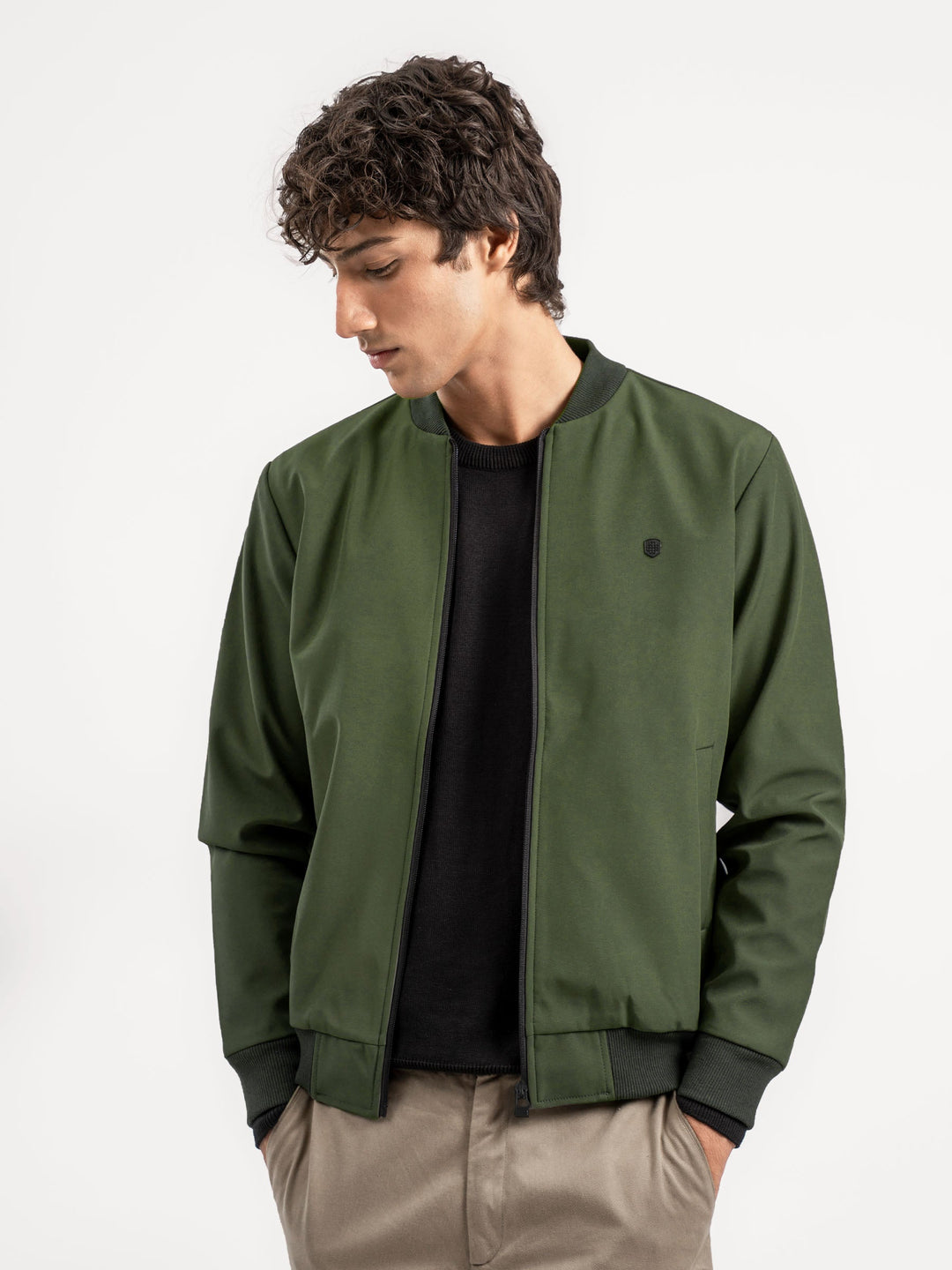 Brumano Mens RTW Solids Poly 1 Piece Olive Green Winter Collection