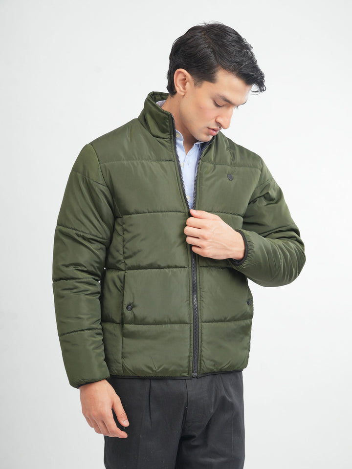 Brumano Mens RTW Solids Poly Jacket Olive Green Puffer Jacket Winter Collection