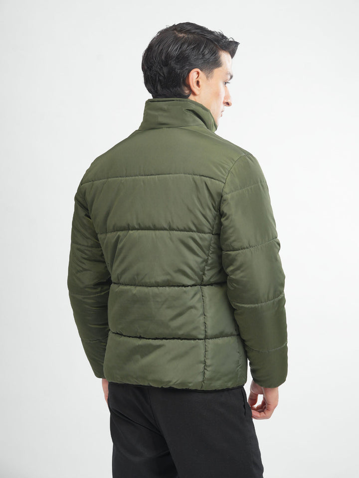 Brumano Mens RTW Solids Poly Jacket Olive Green Puffer Jacket Winter Collection