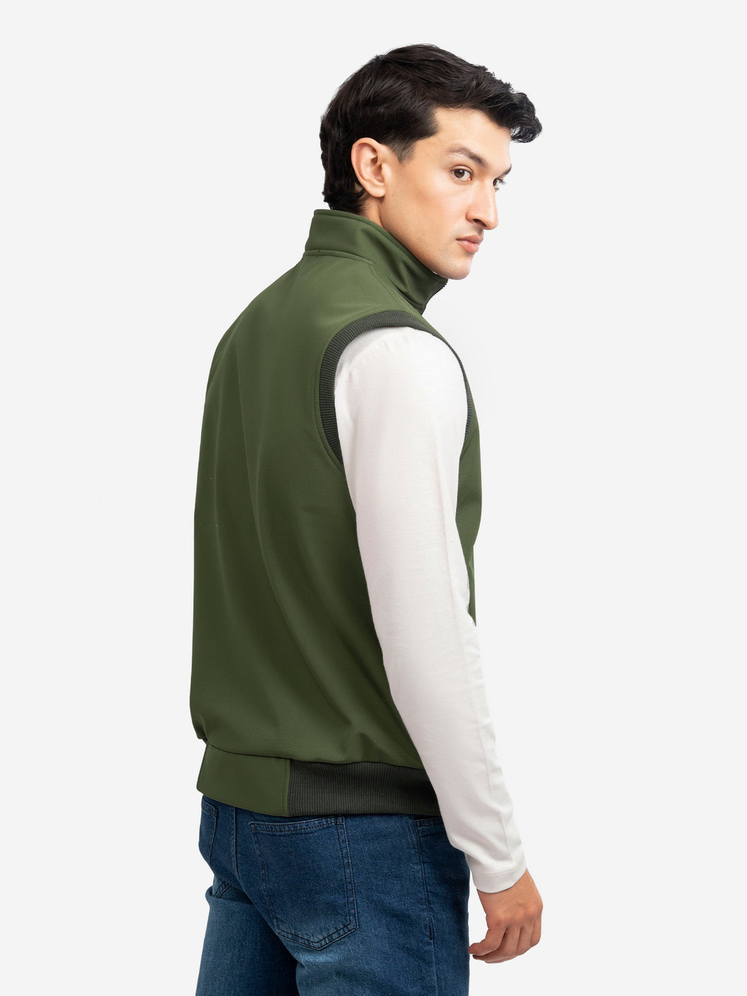 Brumano Mens RTW Solids Poly 1 Piece Olive Green Sleeveless Winter Collection