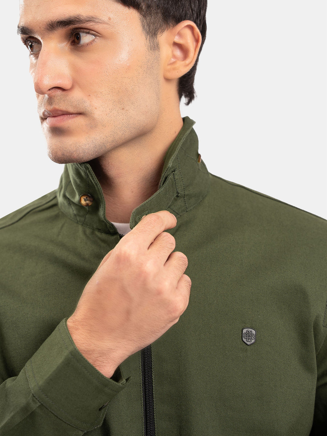 Brumano Mens RTW Solids Poly Jacket Suit Olive Green Twill Collar Winter Collection