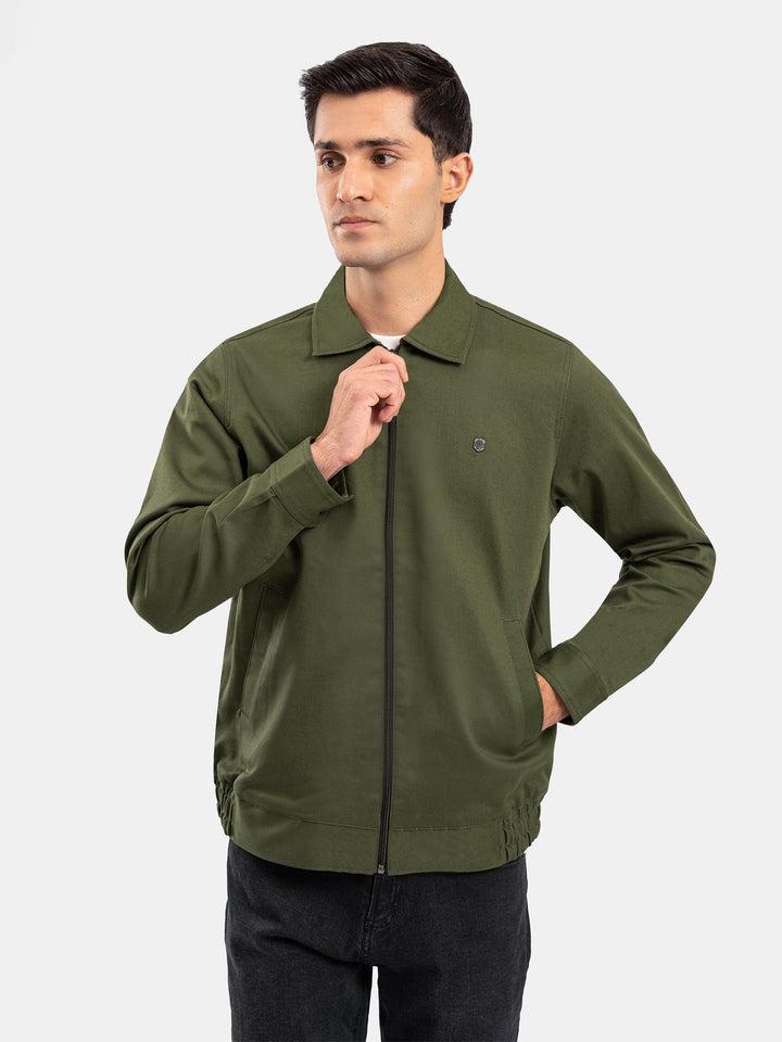 Brumano Mens RTW Solids Poly Jacket Suit Olive Green Twill Collar Winter Collection
