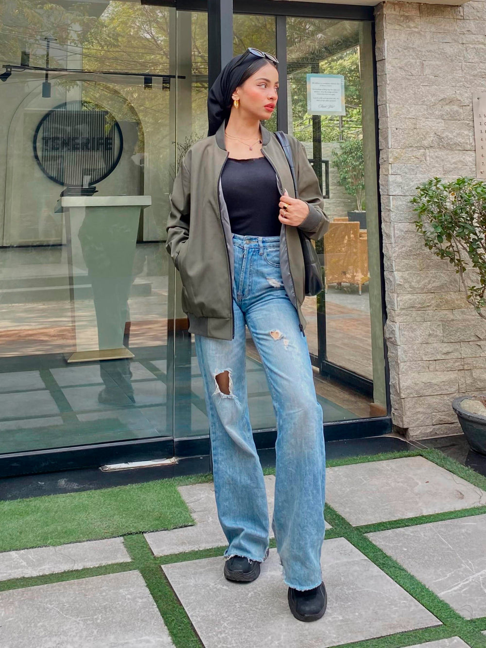 Brumano Pret Solids Polyester 1 Piece Olive Green Bomber Jacket - Women