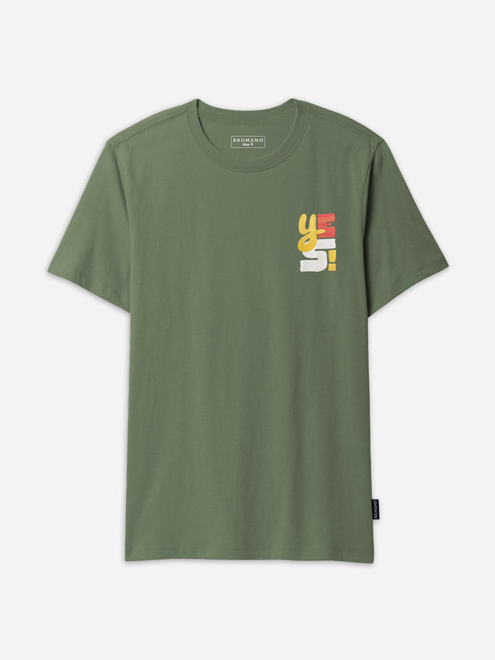 Brumano Mens T-Shirt RTW Solids Cotton Olive Green Graphics Casual Collection