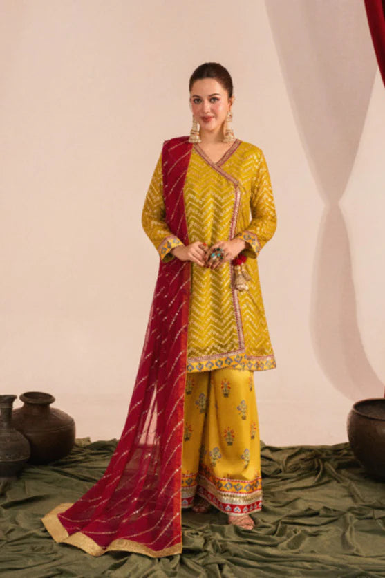 Zaaviay Olive Splash Chikankari Suits Pret 3 Piece Festive Collection