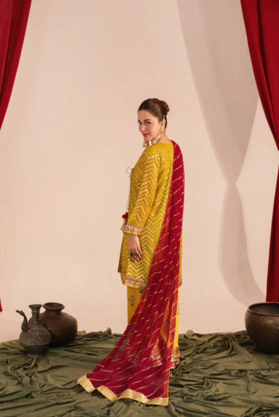 Zaaviay Olive Splash Chikankari Suits Pret 3 Piece Festive Collection