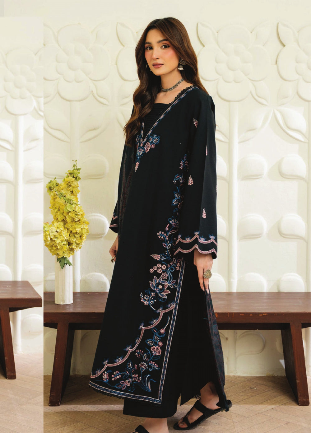 Onara by Humdum Unstitched Embroidered Khaddar 3 Piece Suit HD26UKO D-01 - Winter Collection