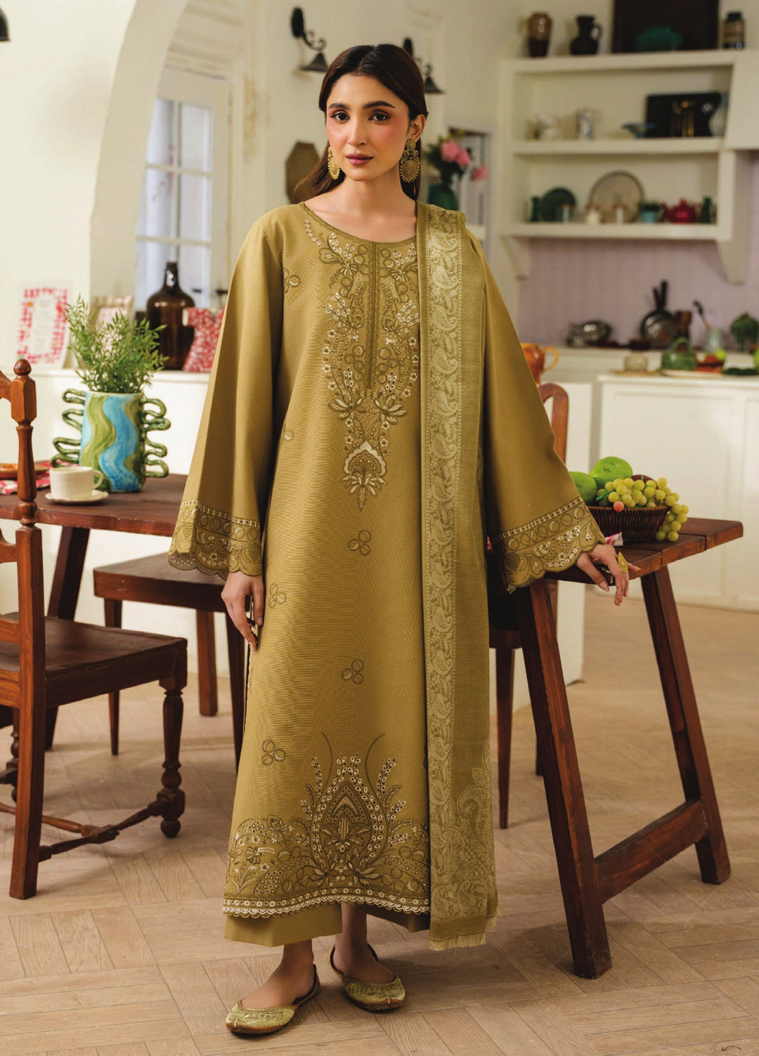 Onara by Humdum Unstitched Embroidered Khaddar 3 Piece Suit HD26UKO D-05 - Winter Collection