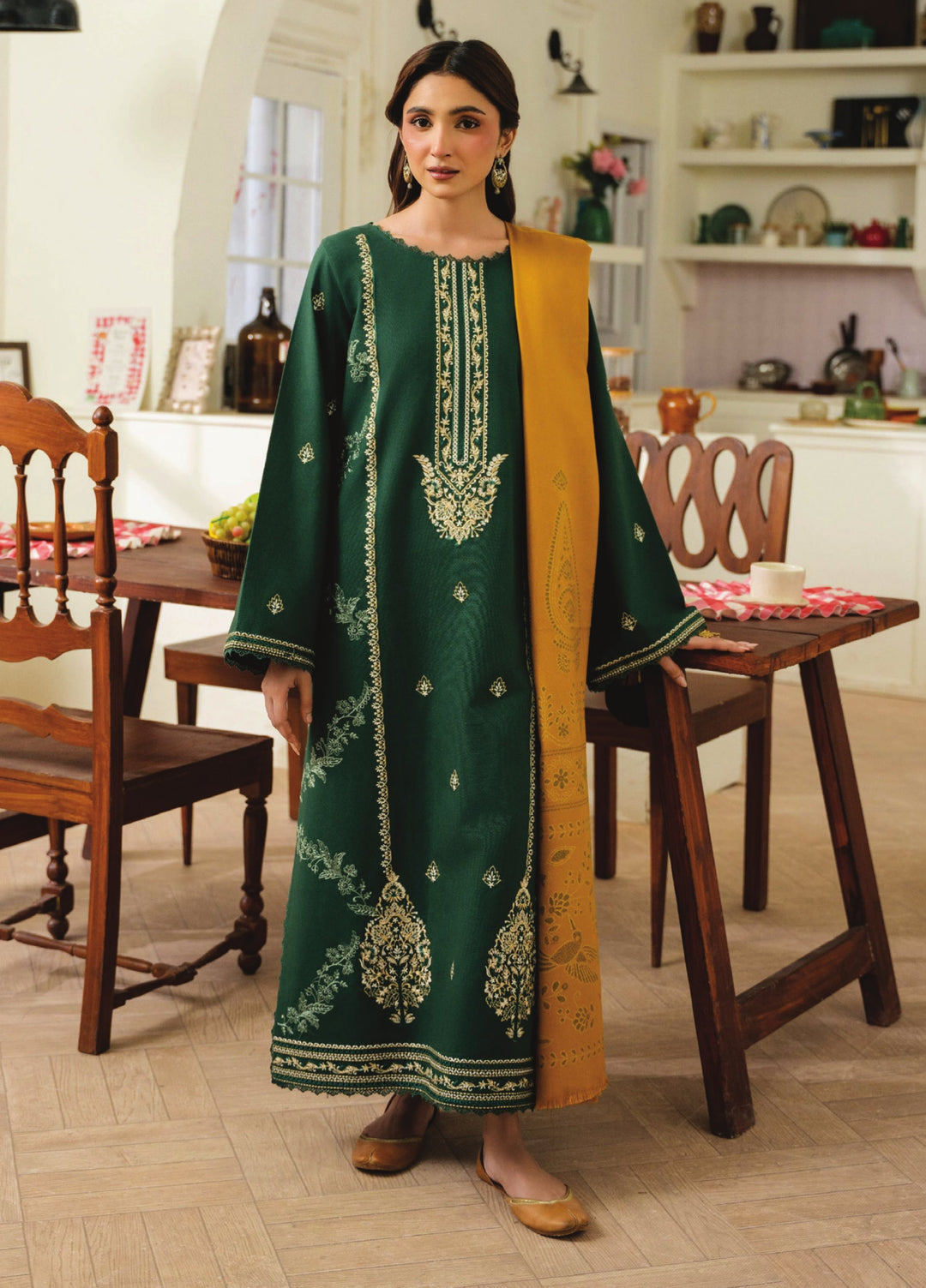Onara by Humdum Unstitched Embroidered Khaddar 3 Piece Suit HD26UKO D-10 - Winter Collection