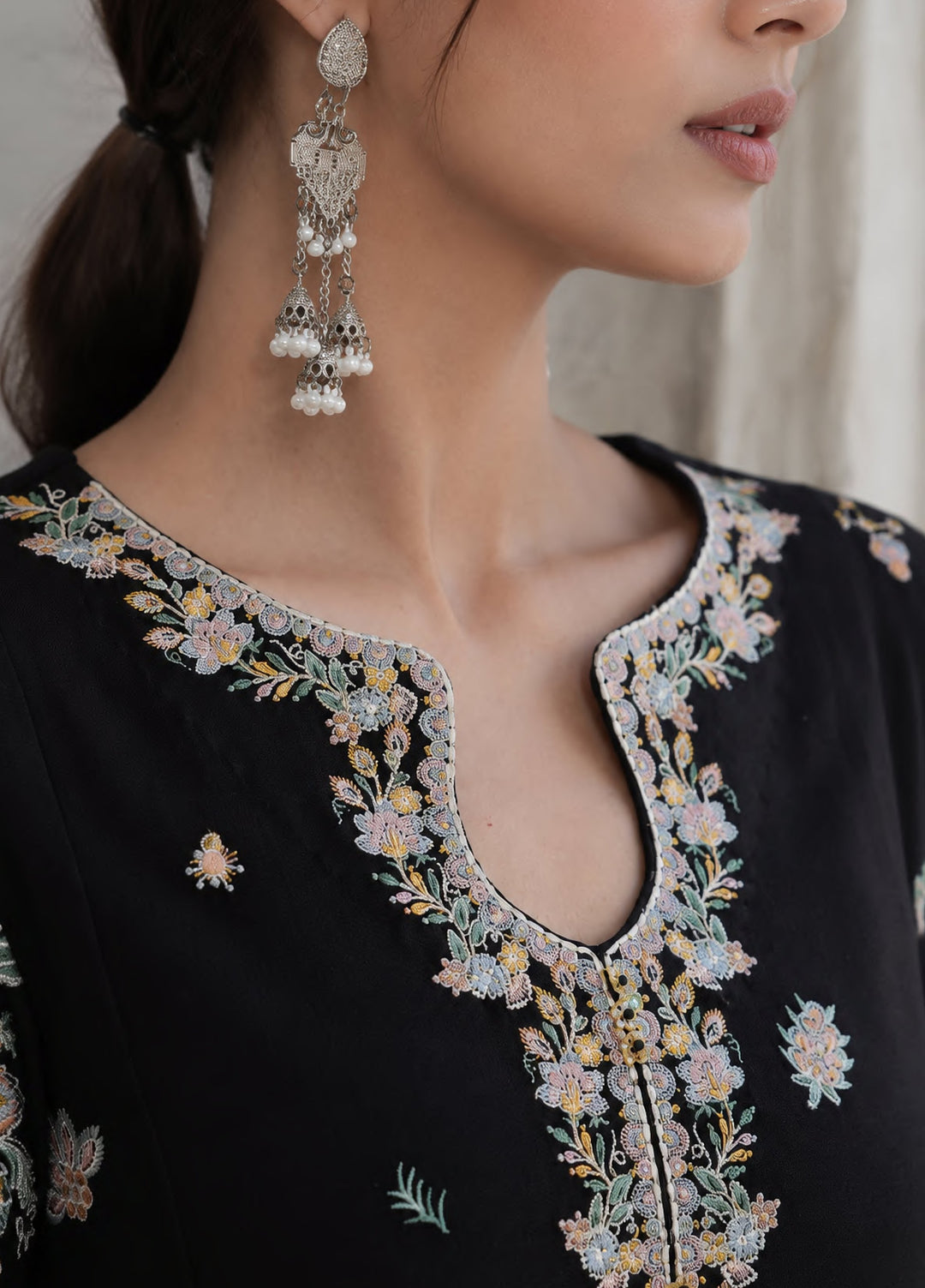 Moksha by Casualite RTW Embroidered Karandi Silk 3 Piece Suit CL26UMK Roya - Casual Collection