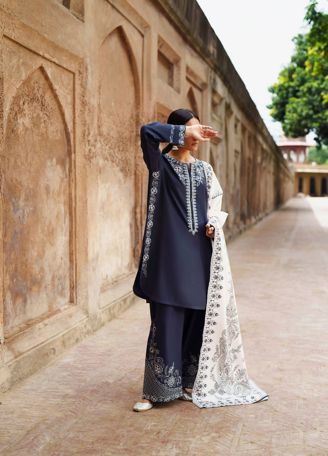 Moksha by Casualite RTW Embroidered Karandi Silk 3 Piece Suit CL26UMK Mahsa - Casual Collection