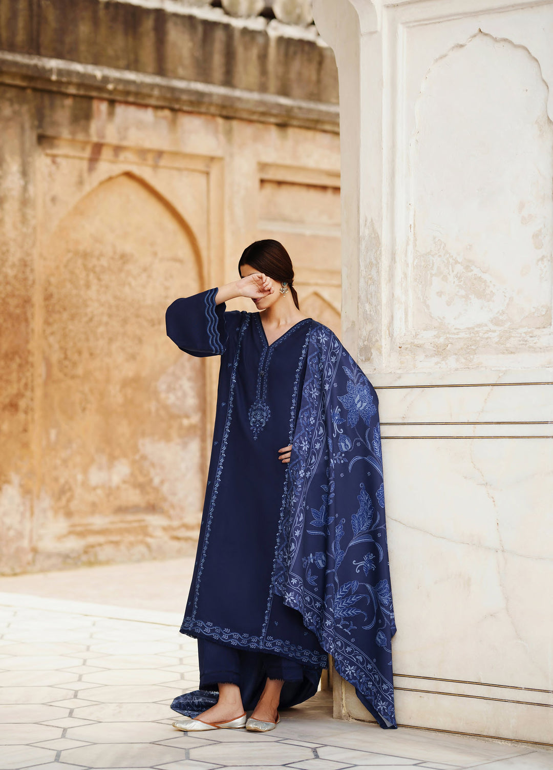 Moksha by Casualite RTW Embroidered Karandi Silk 3 Piece Suit CL26UMK Delara - Casual Collection