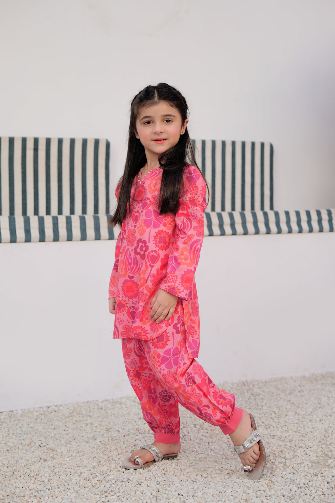 Senorita Kids RTW T.Pink and Multicolor Casual 2 Piece Suit Polyester Swiss Lawn KAC-02987 - Summer Collection