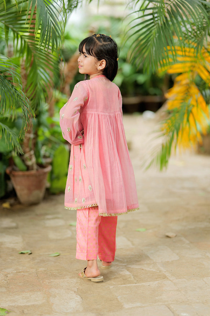 Senorita Kids RTW Kids formal clothes Tea Pink and Gold Formal 3 Piece Suit Banarsi Masuri KDD-03159 - Summer Collection