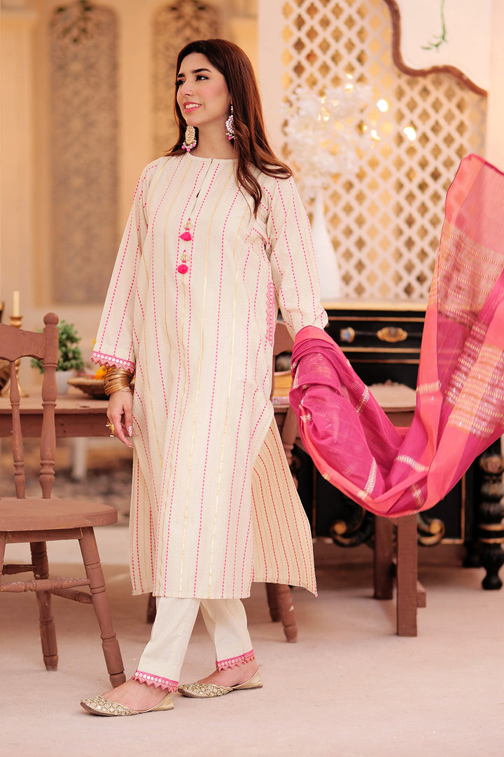 Senorita Women RTW Women Solids Fawn and pink Casual 3 Piece Suit Cotton Dobby LBD-02341 - Winter Collection