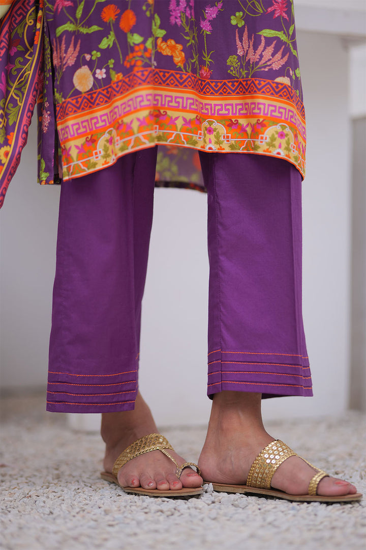 Senorita Women RTW Women Purple and Multicolor Casual 3 Piece Suit Marina Printed Fabric LAD-02474 - Winter Collection