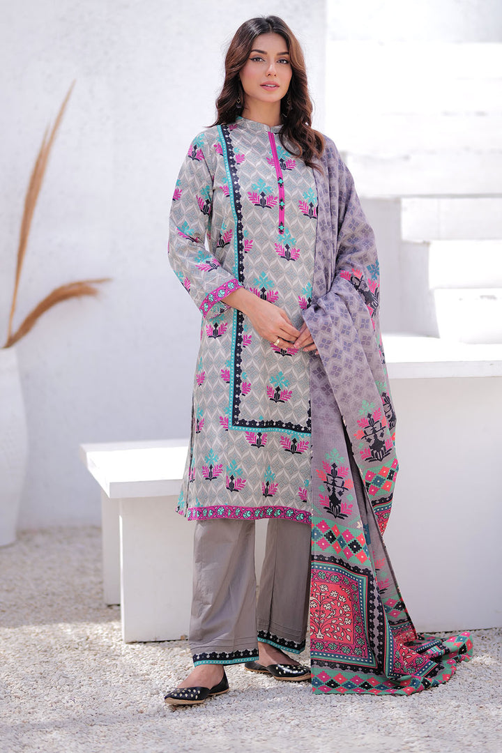 Senorita Women RTW Women Grey and Multicolor Casual 3 Piece Suit Khaddar Printed LAD-02468 - Winter Collection