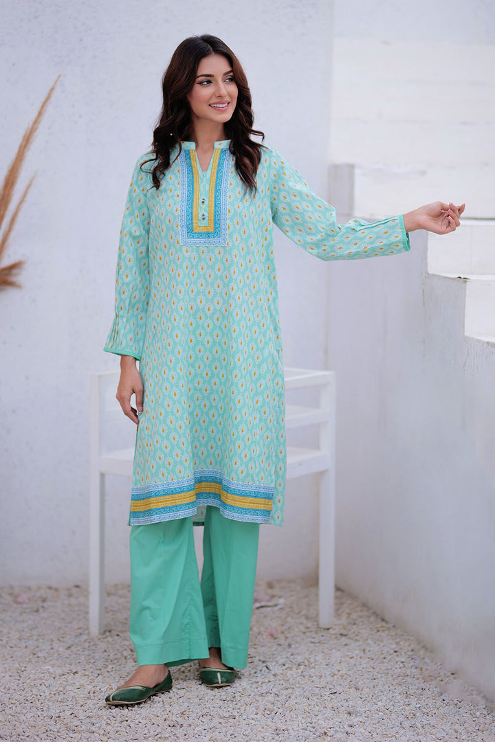 Senorita Women RTW Women Sea Green and Muliticolor Casual 3 Piece Suit Khaddar Printed LAD-02496 - Winter Collection