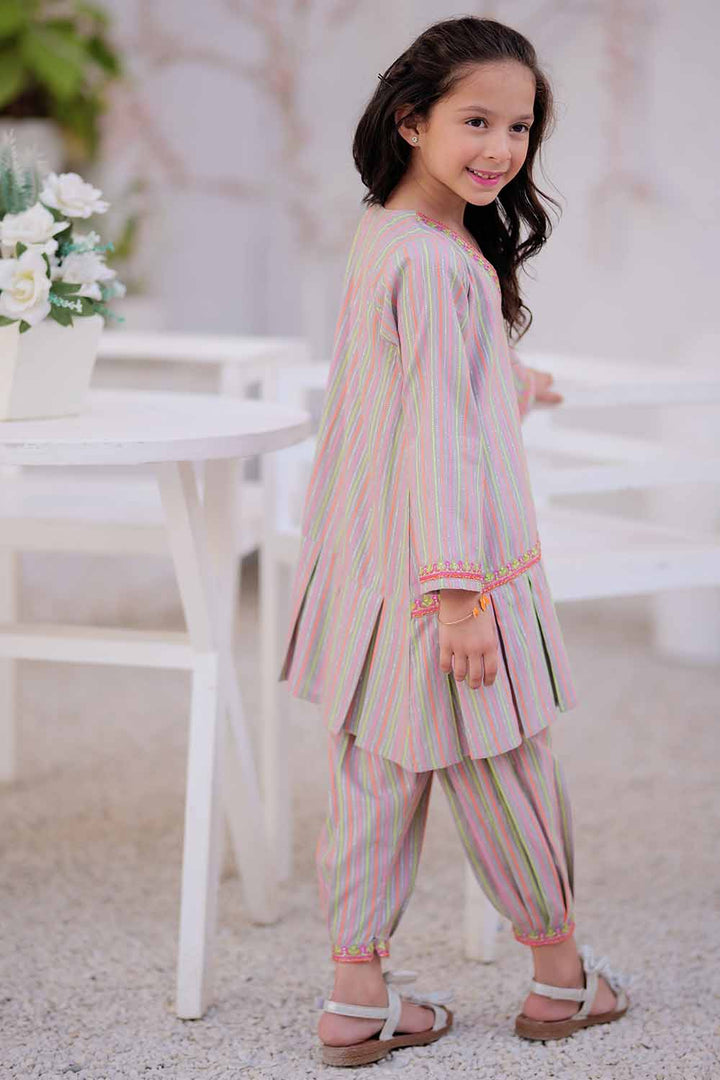 Senorita Kids RTW Light Gry and Multicolor Casual 2 Piece Suit Karandi Neon Dobby KAC-02501 - Winter Collection