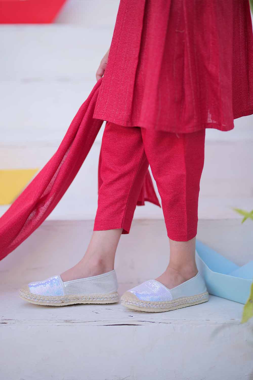 Senorita Kids RTW Red Casual 3 Piece Suit Karandi KAD-02508 - Winter Collection