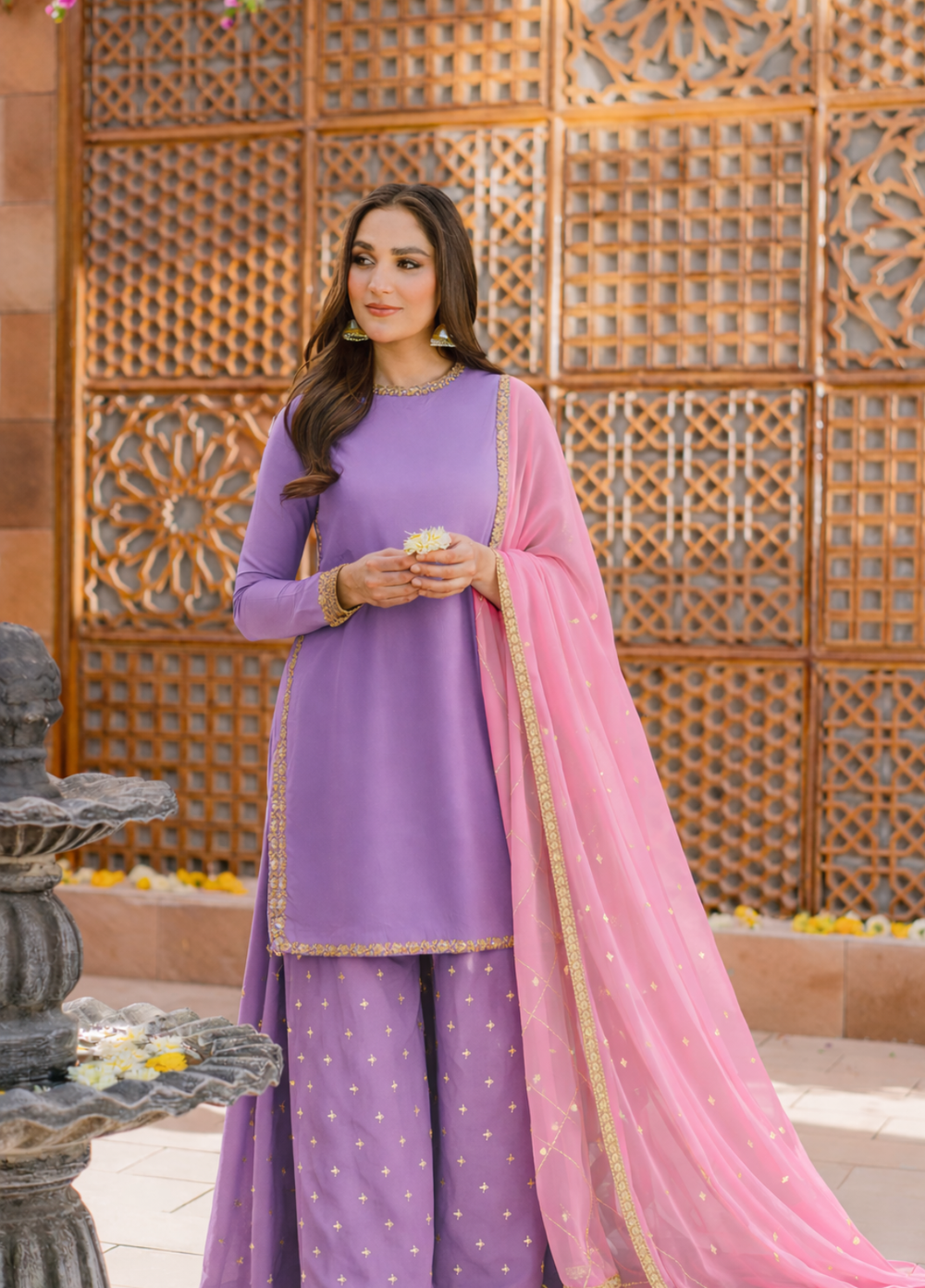 The Opulence by Girl Store RTW Solids Raw Silk 3 Piece Suit Pastel Affair - Eid Collection