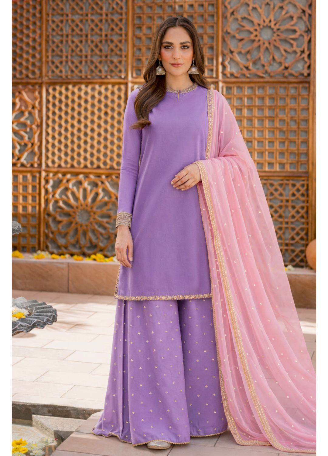 The Opulence by Girl Store RTW Solids Raw Silk 3 Piece Suit Pastel Affair - Eid Collection