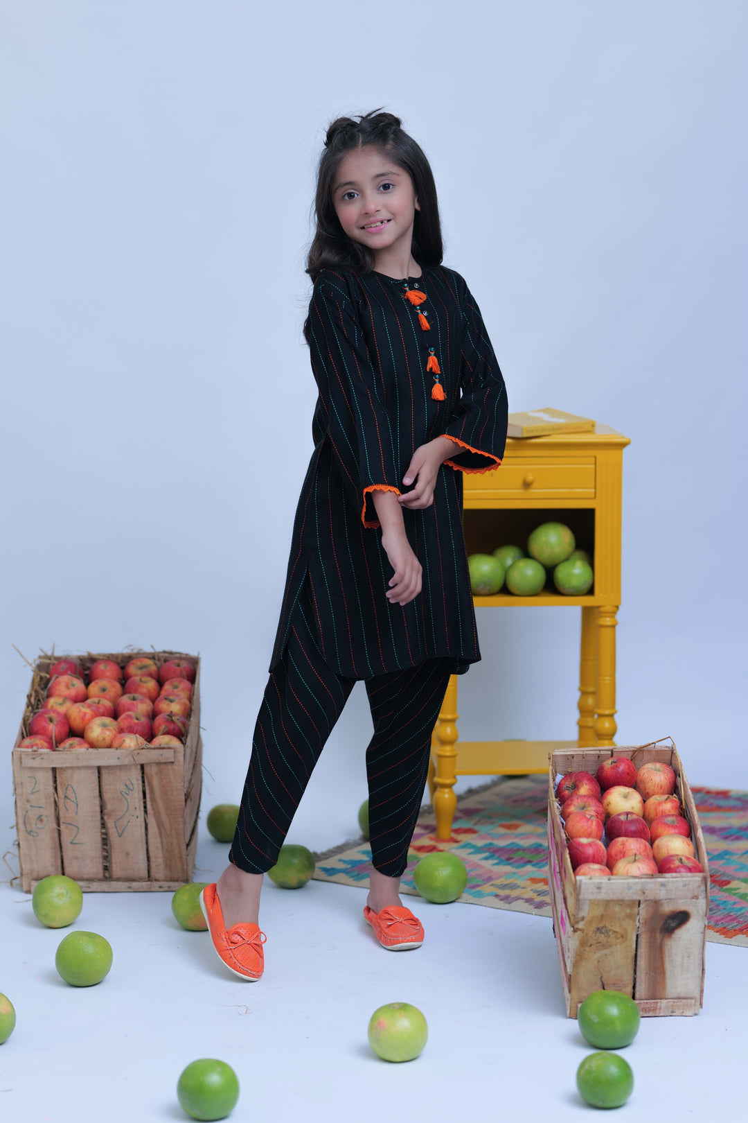 Senorita Kids RTW Black and Multicolor Casual 2 Piece Suit Acrylic  KAC-02775 - Summer Collection