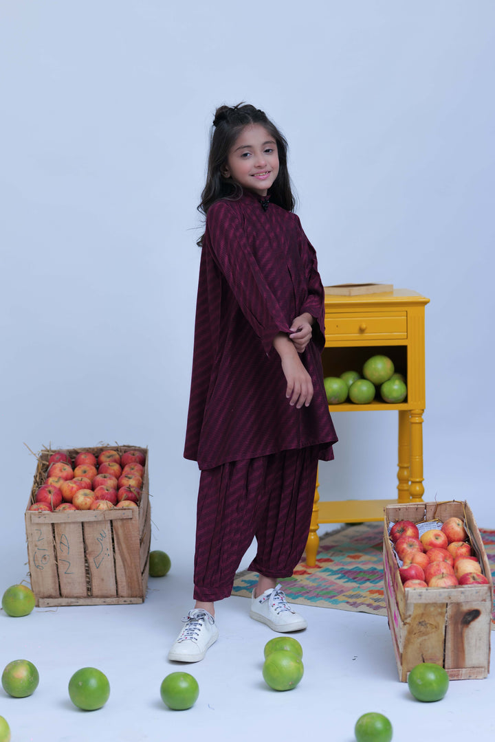 Senorita Kids RTW Shocking Pink and Black Casual 2 Piece Suit Acrylic  KAC-02774 - Summer Collection