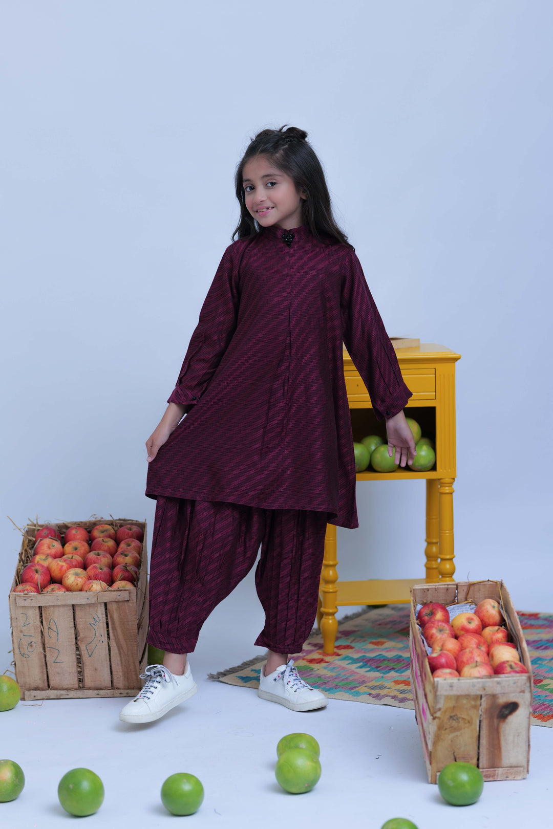 Senorita Kids RTW Shocking Pink and Black Casual 2 Piece Suit Acrylic  KAC-02774 - Summer Collection