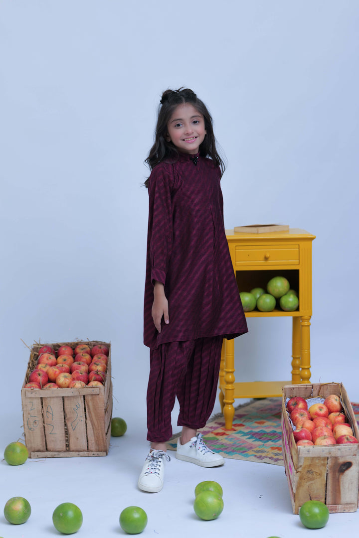 Senorita Kids RTW Shocking Pink and Black Casual 2 Piece Suit Acrylic  KAC-02774 - Summer Collection