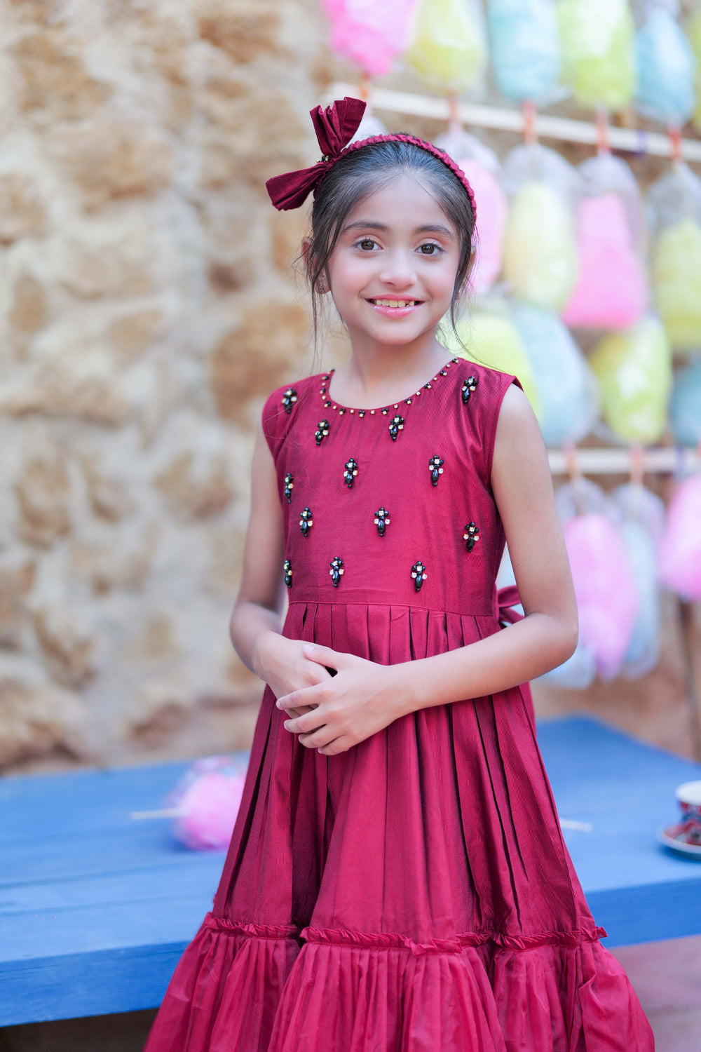 Senorita Kids RTW Maron and Gold Formal 3 Piece Suit Chambray Fancy Yarn  KDD-02752 - Winter Collection