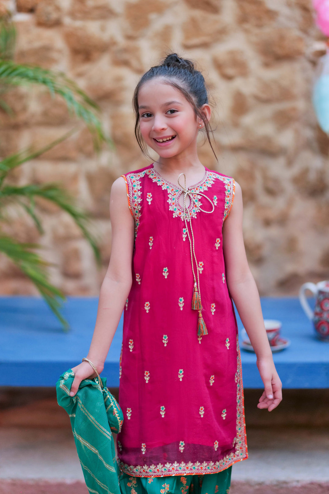 Senorita Girls RTW Printed Banarsi 3 Piece Suit KDD-02756 - Festive Collection