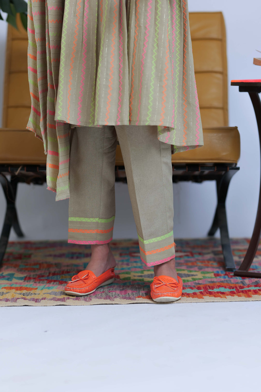 Senorita Kids RTW Fawn and Multicolor Casual 3 Piece Suit Karandi Dobby Jacquard KAD-02827 - Summer Collection