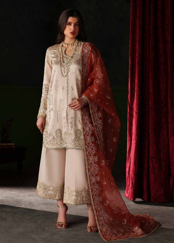 Verve Silk Edit by Emaan Adeel Unstitched Embroidered Raw Silk 3 Piece Suit EA26UVF Poise - Festive Collection