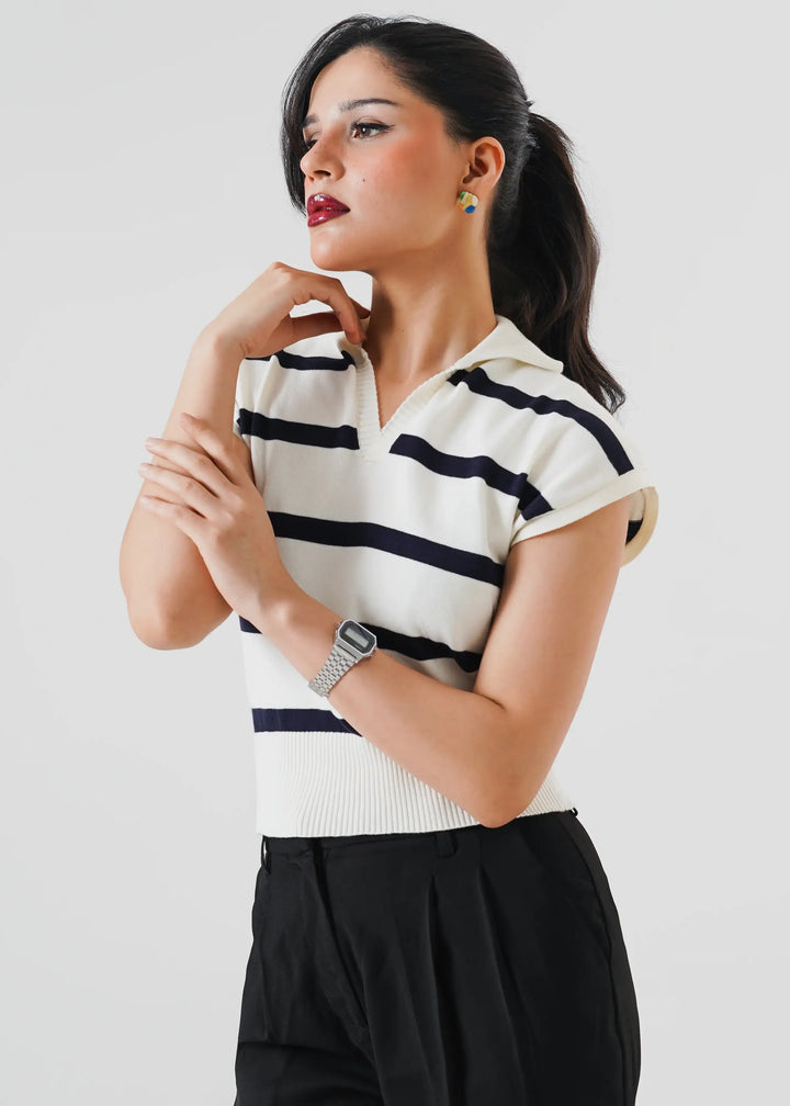 Artezan Inc RTW Solids Cotton Polo Stripped Cropped Casual Collection