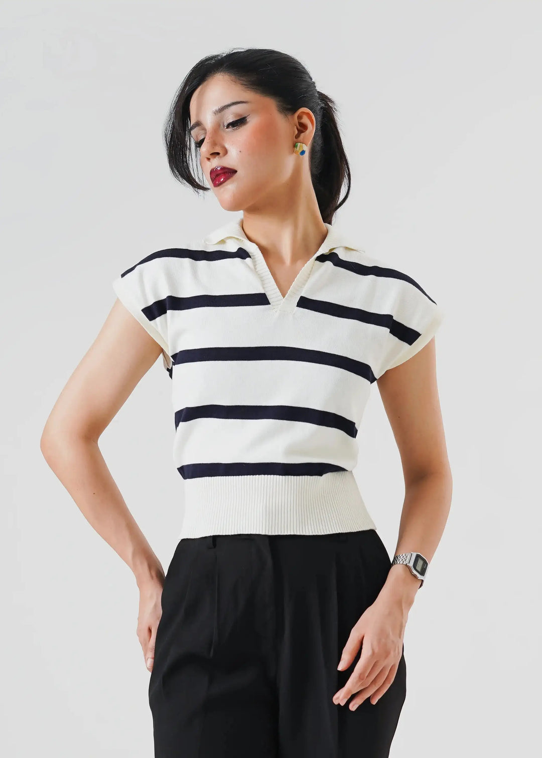 Artezan Inc RTW Solids Cotton Polo Stripped Cropped Casual Collection