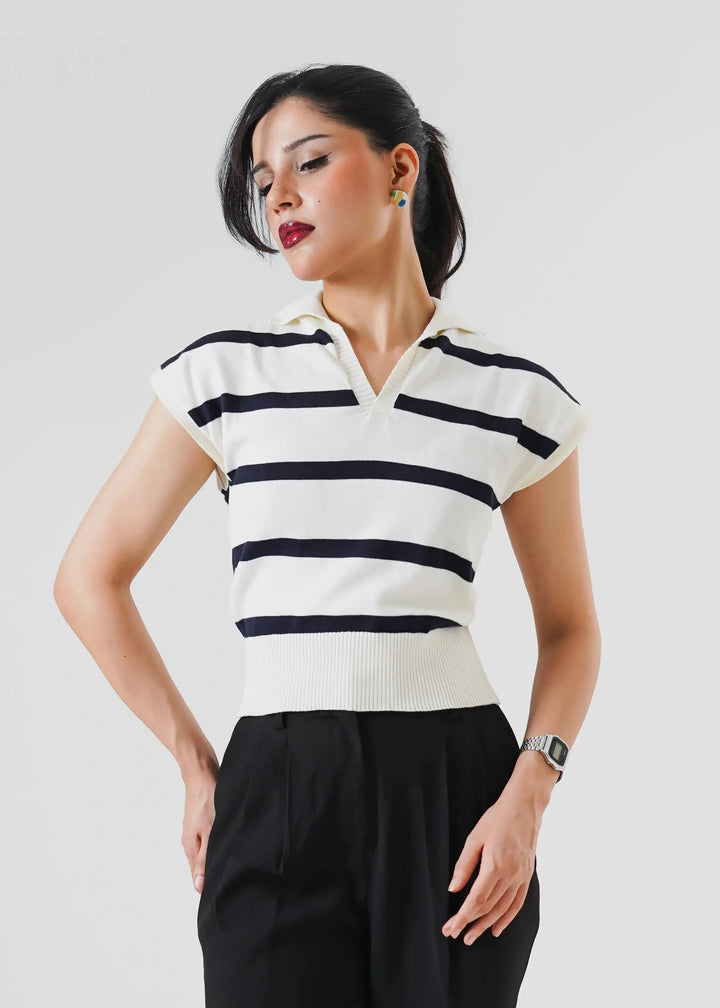 Artezan Inc RTW Solids Cotton Polo Stripped Cropped Casual Collection
