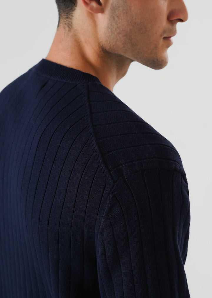 Artezan Inc RTW Solids Cotton T-Shirt Henley Navy Blue Casual Collection
