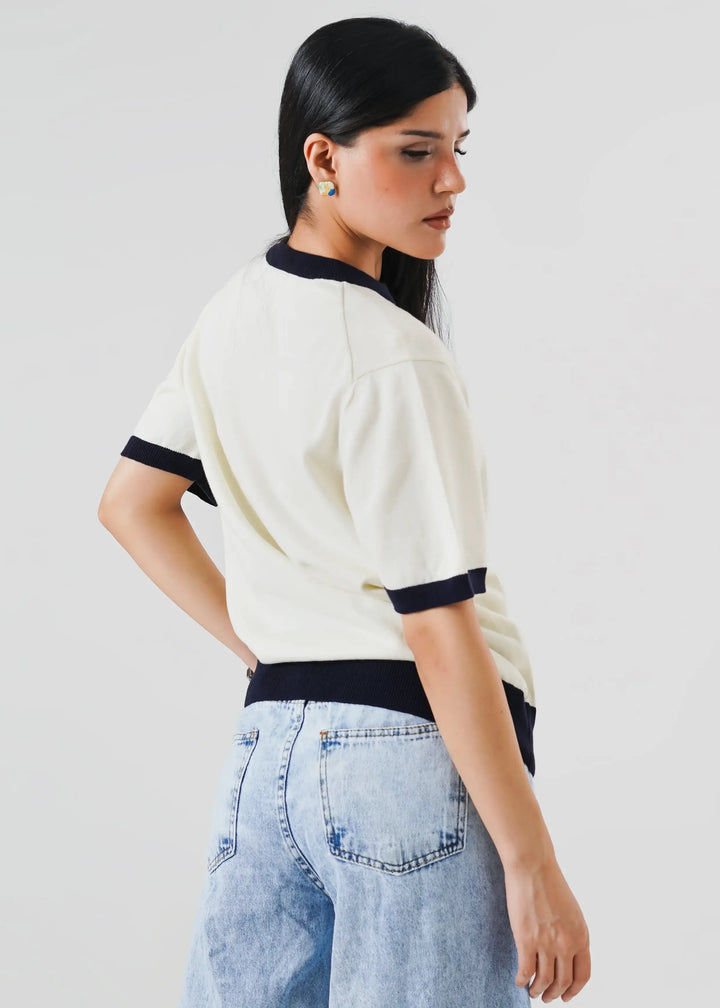 Artezan Inc RTW Solids Cotton T-Shirt Ringer Coconut Milk Casual Collection