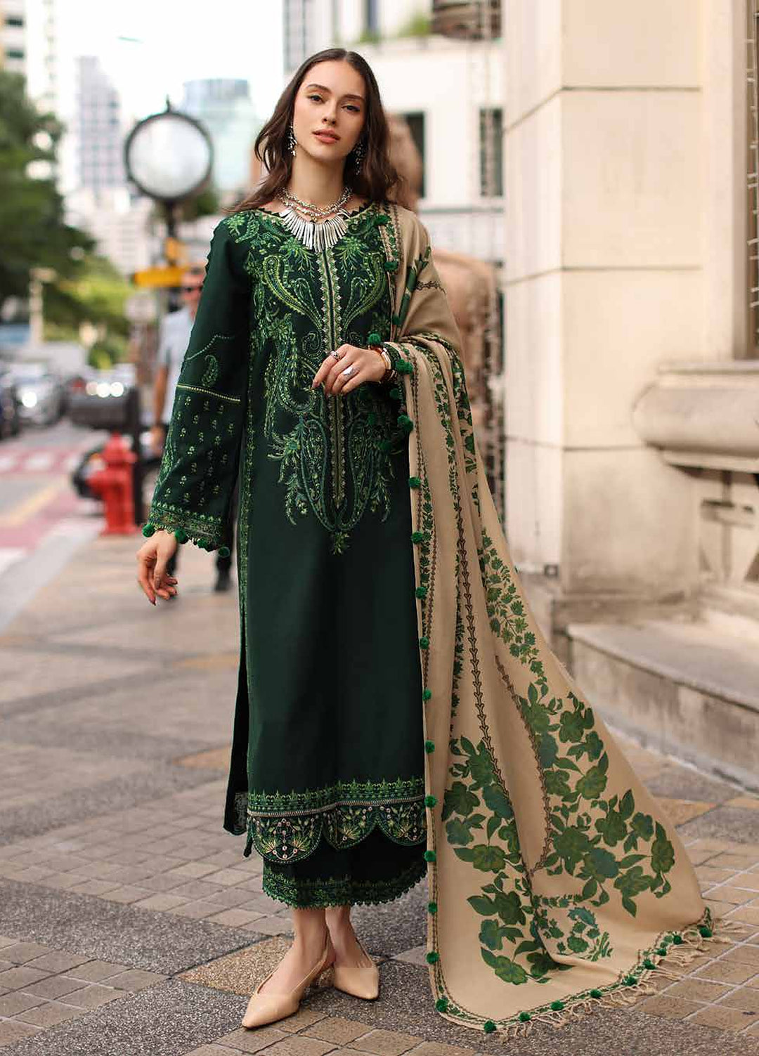 Poshima by Charizma Unstitched Embroidered Leather Peach 3 Piece Suit CHR26UPL PSW6-03 - Winter Collection