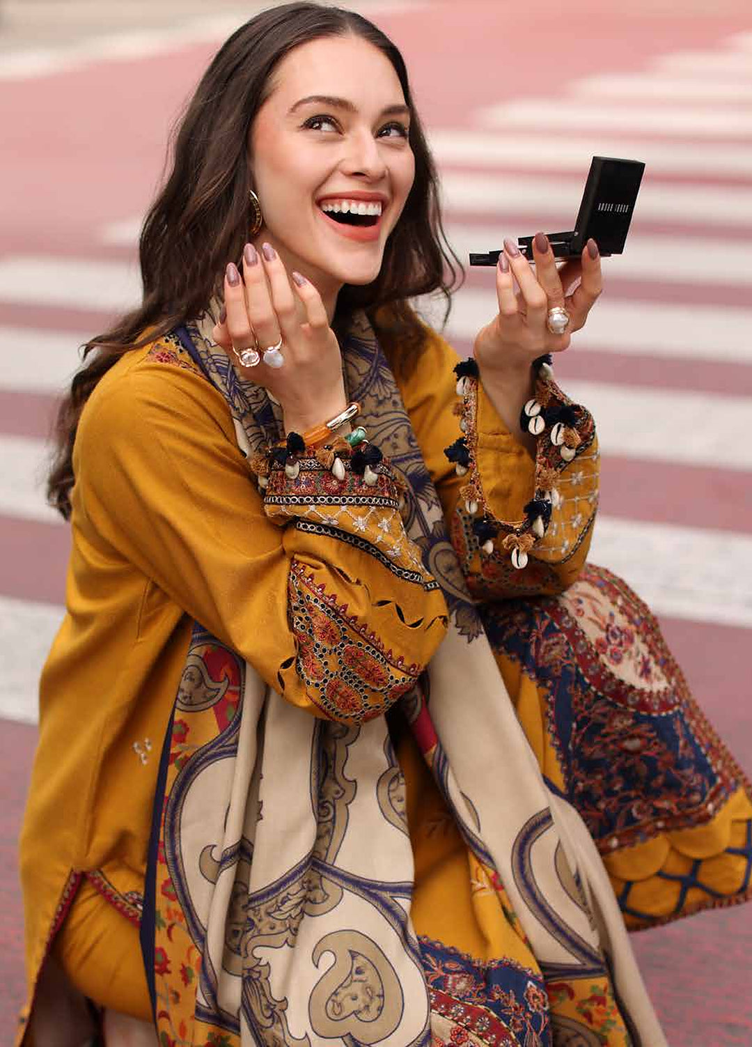 Poshima by Charizma Unstitched Embroidered Leather Peach 3 Piece Suit CHR26UPL PSW6-04 - Winter Collection